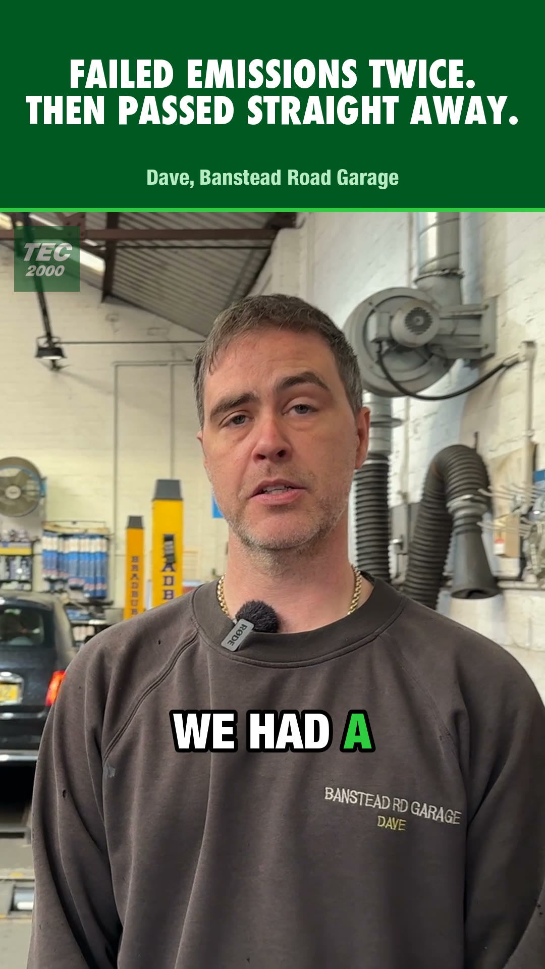 Dave, Banstead Road Garage: Jaguar V8 failed its emissions twice, then passed